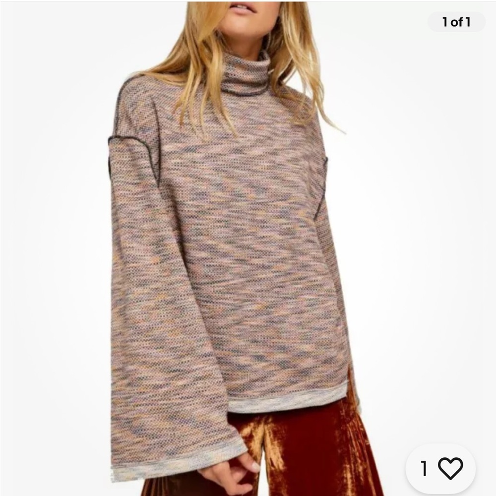 Free People We the Free Sunny Days‎ S Multicolored Turtlenck Long Sleeve Sweater